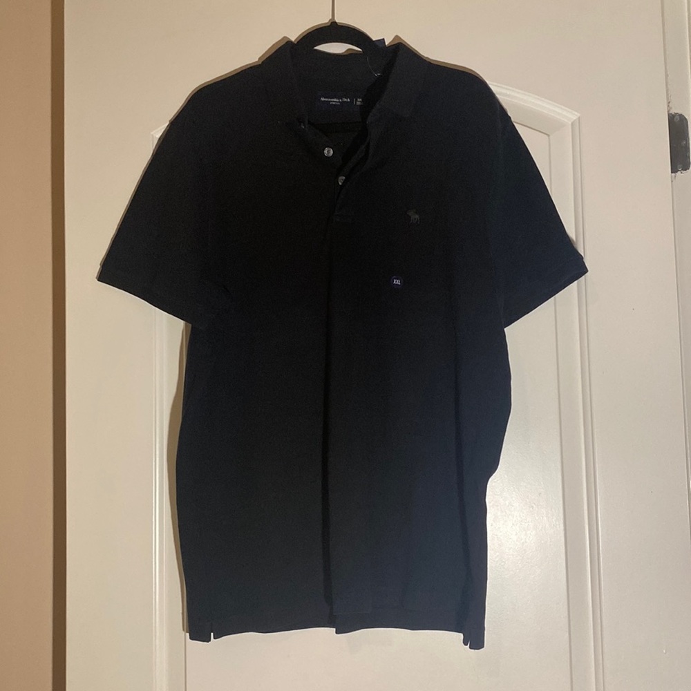 Abercrombie & Fitch Black Short-Sleeve Polo Shirt